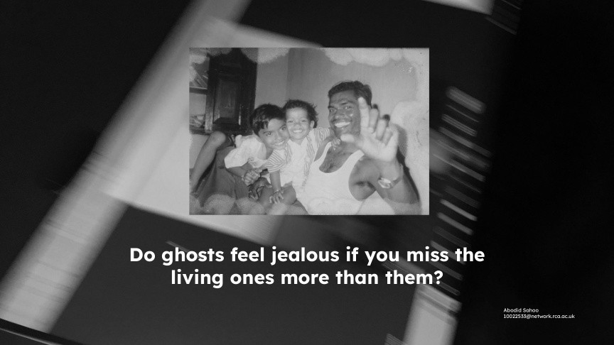 Project cover showing a family photograph and the title Do ghosts feel jealous